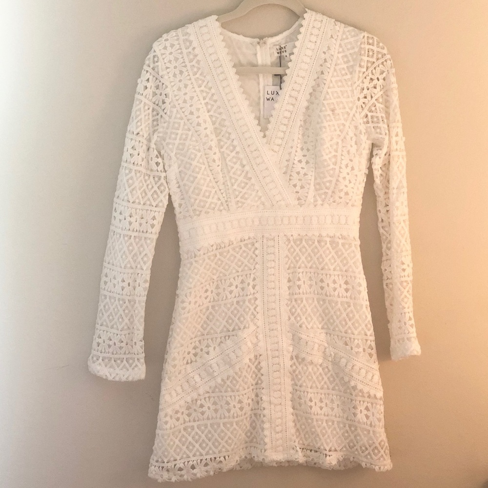 White eyelet dress with long sleeves